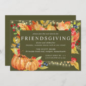 紅葉カボチャのストリングライト友情 招待状 (正面/裏面)