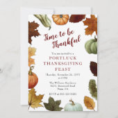 紅葉カボチャのフレーム感謝祭ディナー 招待状 (正面)