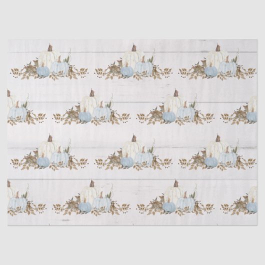 紅葉カボチャ水色ブルーn白素朴 薄葉紙 (正面)