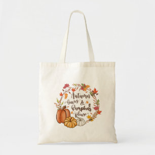紅葉カボチャ秋オレンジグリーンイエロー トートバッグ