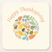 紅葉カラフルハッピーサンクスギビング スクエアペーパーコースター (正面)