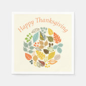 紅葉カラフルハッピーサンクスギビング スタンダードカクテルナプキン (正面)