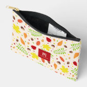 紅葉カラフルパターンと名前をカスタムする アクセサリーポーチ (見開き)