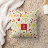 紅葉カラフルパターンと名前をカスタムする クッション (ブランケット)