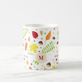 紅葉カラフルパターンと名前をカスタムする コーヒーマグカップ (中央)