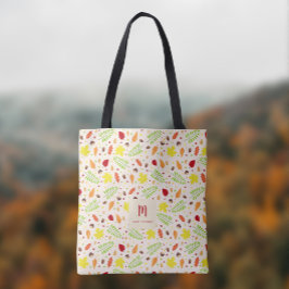 紅葉カラフルパターンと名前をカスタムする トートバッグ