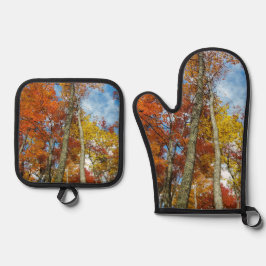 紅葉カラフルフォレストスモーク素晴らし山脈 鍋つかみ&鍋敷きセット