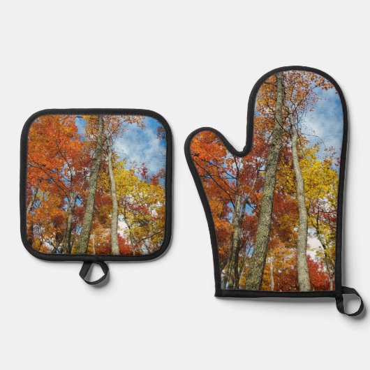 紅葉カラフルフォレストスモーク素晴らし山脈 鍋つかみ&鍋敷きセット (正面)