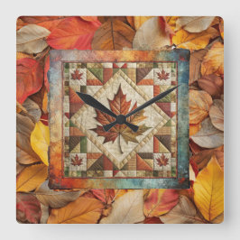 紅葉カラフル秋の壁時計 スクエア壁時計