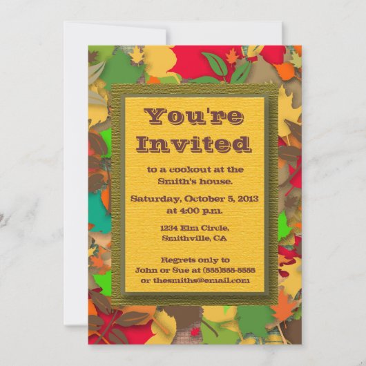 紅葉カラフル秋クックアウト招待状 招待状 (正面)