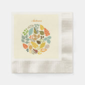 紅葉カラフル秋ホリデーズサンクスギビング 縁ありカクテルナプキン (正面)