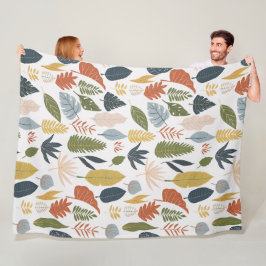 紅葉カラフル葉オレンジブルー白トレンディー フリースブランケット