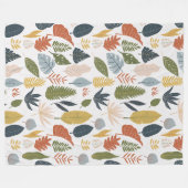 紅葉カラフル葉オレンジブルー白トレンディー フリースブランケット (正面(横))