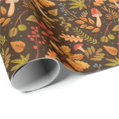 紅葉キノコヴィンテージパターン ラッピングペーパー (ロールコーナー)