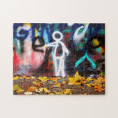 紅葉グラフィティウォールの白い漫画 –  ジグソーパズル (横)