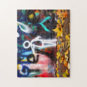 紅葉グラフィティウォールの白い漫画 –  ジグソーパズル (縦)