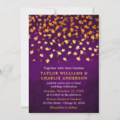 紅葉グランジ金ゴールドとパープル結婚ズ 招待状 (正面)