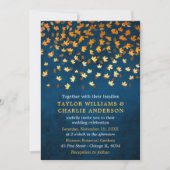 紅葉グランジ金ゴールドとブルー結婚ズ 招待状 (正面)