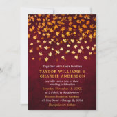 紅葉グランジ金ゴールドとレッド結婚ズ 招待状 (正面)