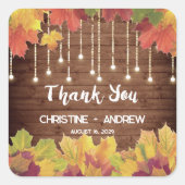 紅葉グリッターライト素朴秋の結婚式 スクエアシール (正面)