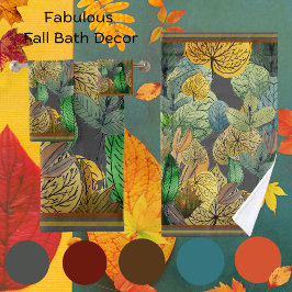 紅葉グリーン、ブラウン、サビ、スモークグレー バスタオルセット