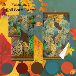 紅葉グリーン、ブラウン、サビ、チョコレートブラウン バスタオルセット