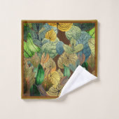 紅葉グリーン、ブラウン、サビ、チョコレートブラウン バスタオルセット (ウォッシュタオル)