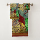 紅葉グリーン、ブラウン、錆、赤さび バスタオルセット (インサイチュ)