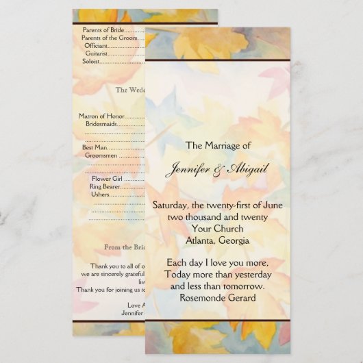 紅葉ゲイ結婚式 プログラム (正面/裏面)