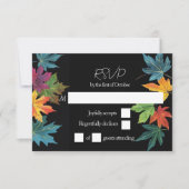 紅葉コントラスト結婚ブラック 出欠カード (正面)