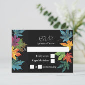 紅葉コントラスト結婚ブラック 出欠カード (スタンド正面)