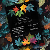 紅葉コントラスト結婚ブラック 招待状