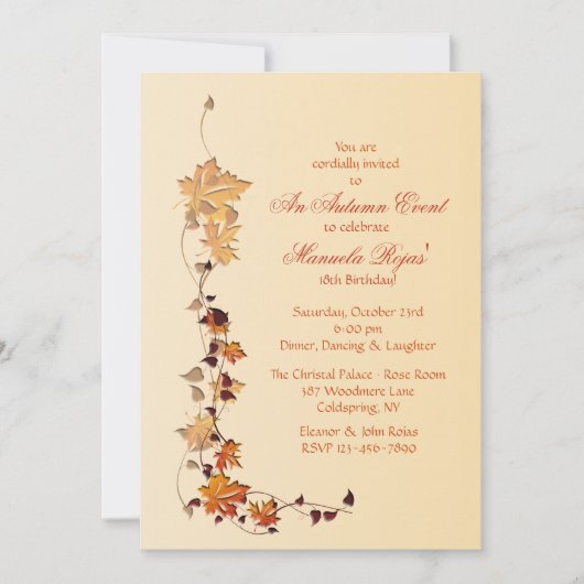 紅葉コーナー招待状 招待状 (正面)