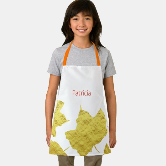 紅葉ゴールドフォイル秋の感謝祭の名前 エプロン (インサイチュ)