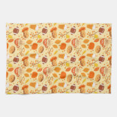 紅葉サッカーとカボチャのスパイスパターン キッチンタオル (横)
