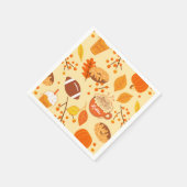 紅葉サッカーとカボチャのスパイスパターン スタンダードカクテルナプキン (角)