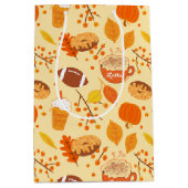 紅葉サッカーとカボチャのスパイスパターン ミディアムペーパーバッグ (正面)