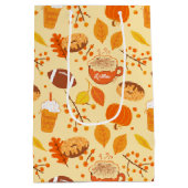 紅葉サッカーとカボチャのスパイスパターン ミディアムペーパーバッグ (裏面)