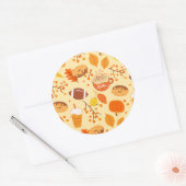 紅葉サッカーとカボチャのスパイスパターン ラウンドシール (封筒)