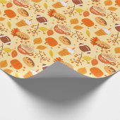 紅葉サッカーとカボチャのスパイスパターン ラッピングペーパー (角)