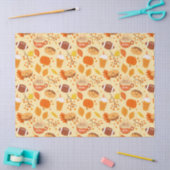 紅葉サッカーとカボチャのスパイスパターン 薄葉紙 (クラフト)