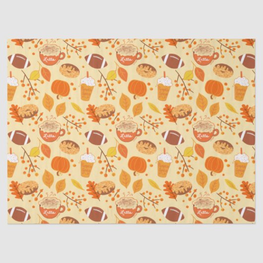 紅葉サッカーとカボチャのスパイスパターン 薄葉紙 (正面)