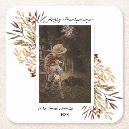紅葉サンクスギビング写真 スクエアペーパーコースター (正面)