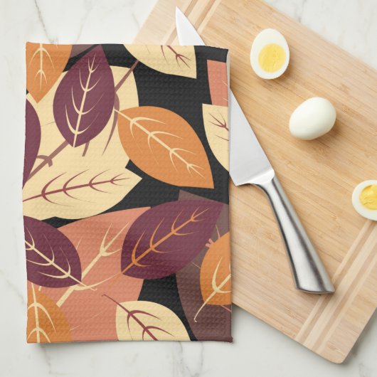 紅葉シンプルダーク キッチンタオル (四つ折り)