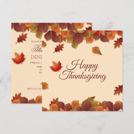 紅葉シンプル感謝祭 | 招待状 (正面/裏面)