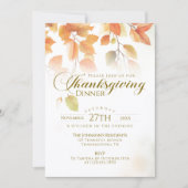 紅葉スクリプト素朴感謝祭ディナー 招待状 (正面)