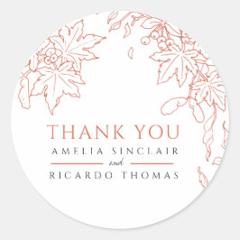 紅葉スケッチオレンジ結婚式の引き出物感謝していユー ラウンドシール