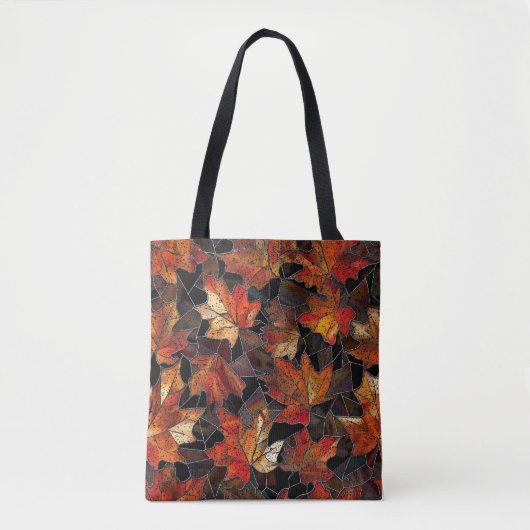 紅葉ステンドグラスのパタ数々のーン色 トートバッグ (正面)