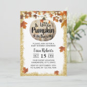 紅葉ストリングライトカボチャ赤ちゃんシャワー 招待状 (スタンド正面)