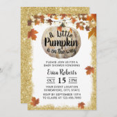 紅葉ストリングライトカボチャ赤ちゃんシャワー 招待状 (正面/裏面)